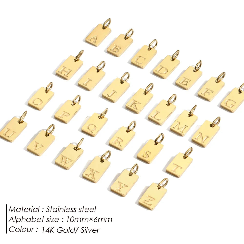 Alphabet Charm Pendant for Necklaces Stainless Steel Jewelry DIY Engraved Lettering Accessories Women's Fashion Jewelry