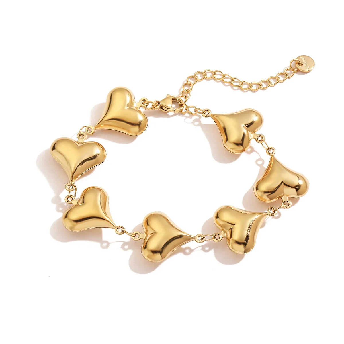 NEWBUY Wholesale Non-Fading Gold Color 316L Stainless Steel Heart Charm Bracelet For Women Casual Daily Jewelry