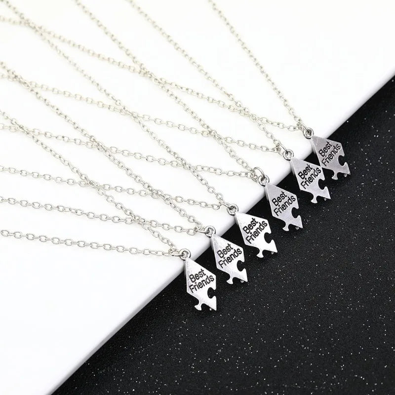 4/5/6/7/8 Pcs Unisex Alloy Best Friend Necklace Pendant Set Creative Trendy Fashion Necklace Jewelry gifts For Friend