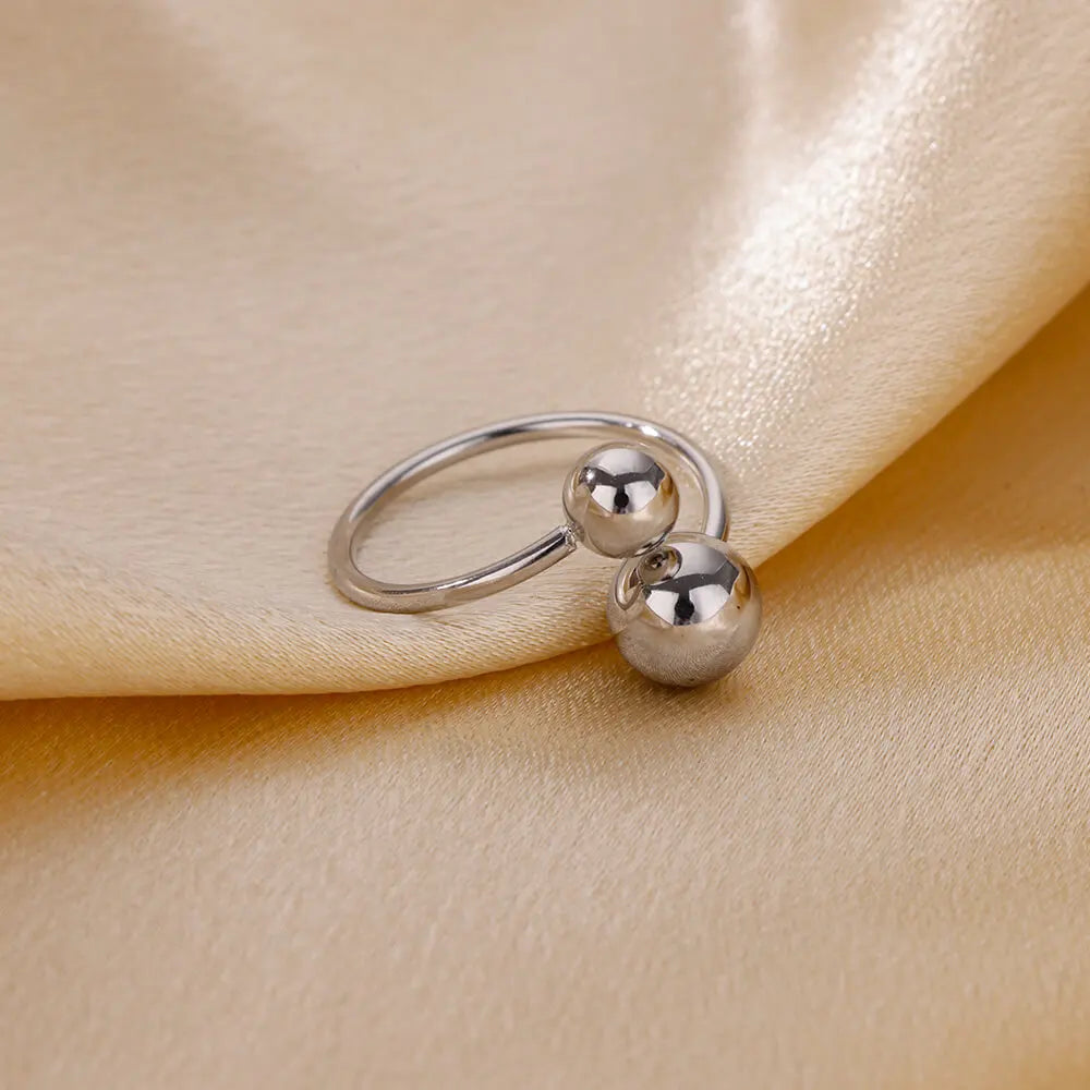 Punk Chunky Ball Rings For Women Men Gold Color Stainless Steel Anxiety Beads Ring Trendy Jewelry Finger Accessories Gift BFF