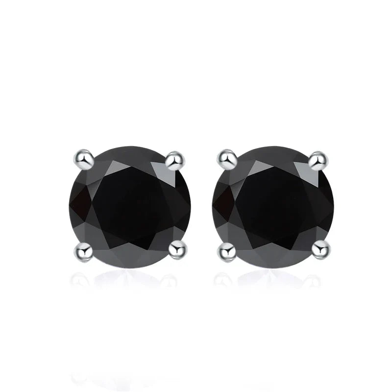 NeeTim 0.5ct 1ct 2ct Moissanite Stud Earrings for Women 925 Sterling Silver Pink Black Blue Grey Sparkling Lab Diamond Earring