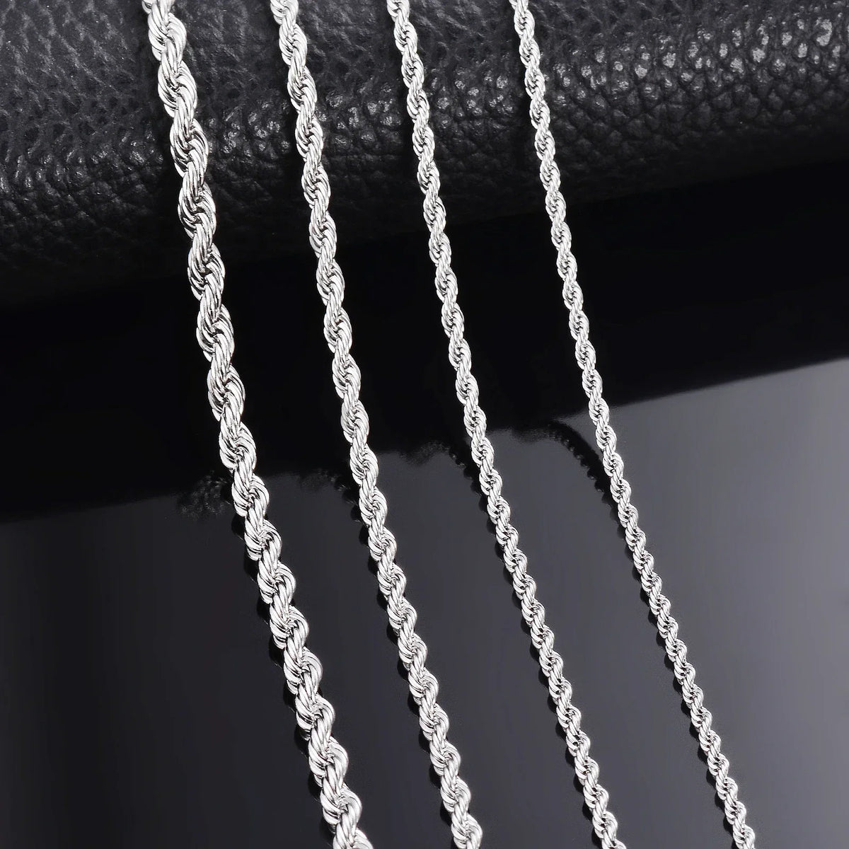 1 Pcs 925 Sterling Silver Width 2/3/4MM Rope Chain Necklace/Bracelet For Men Women Men Fashion Chain Necklace