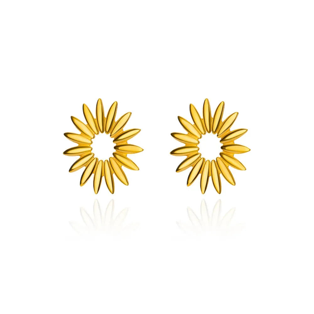 Retro Threaded Sun Earrings For Women Gold Color Stainless Steel Geometric Earrings Hip Hop Party Jewelry Birthday Gifts