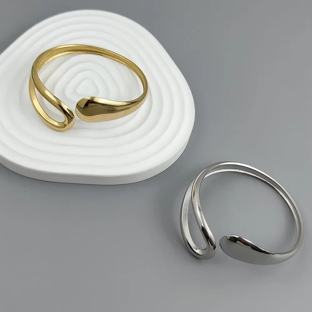 New water drop hollow stainless steel gold plated 18K bracelet, high quality waterproof silver jewelry, gift for couples
