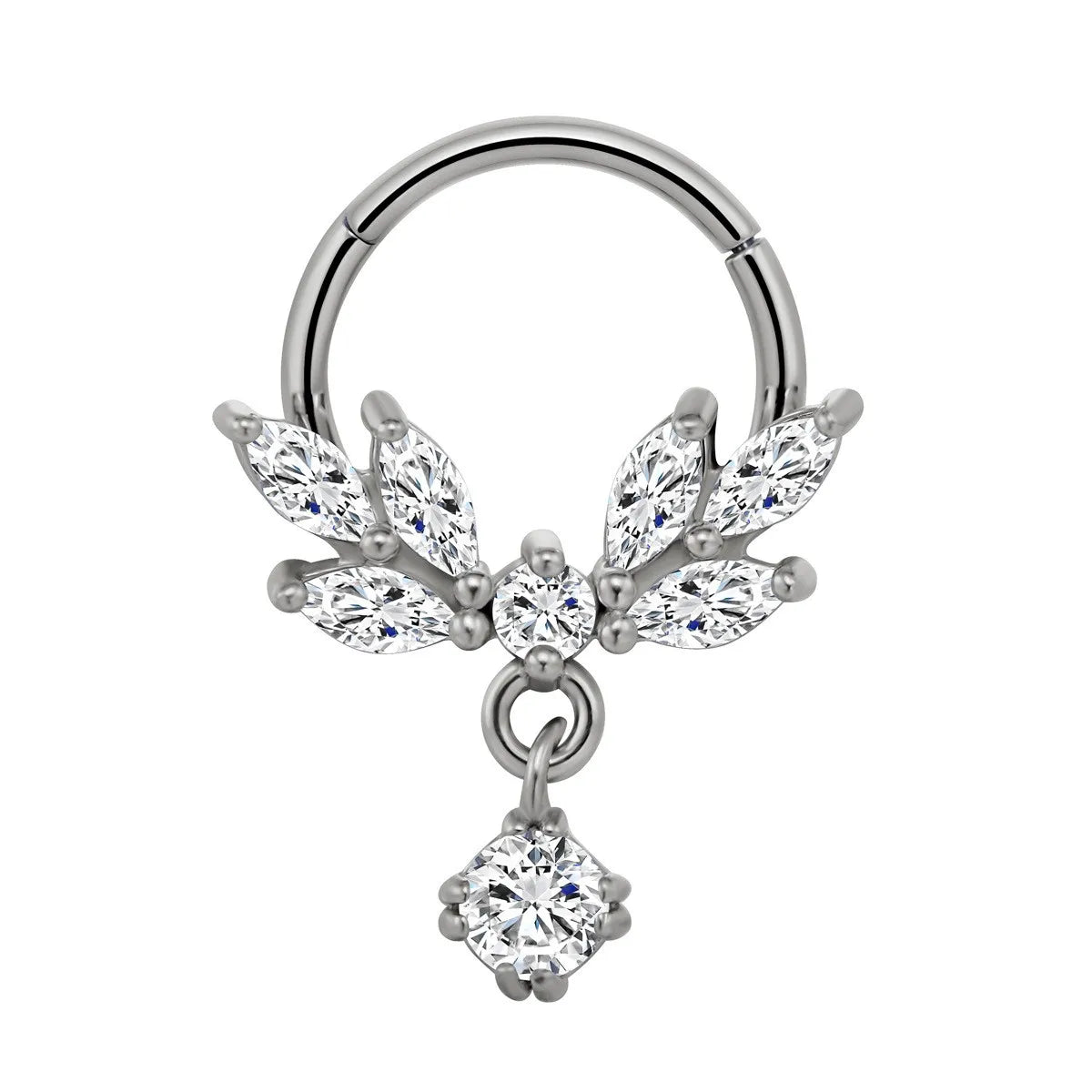 Flowers Nose Ring Septum 100% 316L Surgical Steel Zircon Clicker Daith Piercing Ear Cartilage Helix Hoop Flowers Water Drops