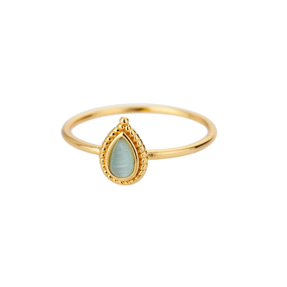 Green Zircon Evil Eye Rings For Women Stainless Steel Gold Color Geometric Open Ring New Wedding Waterproof Fashion Jewelry Gift