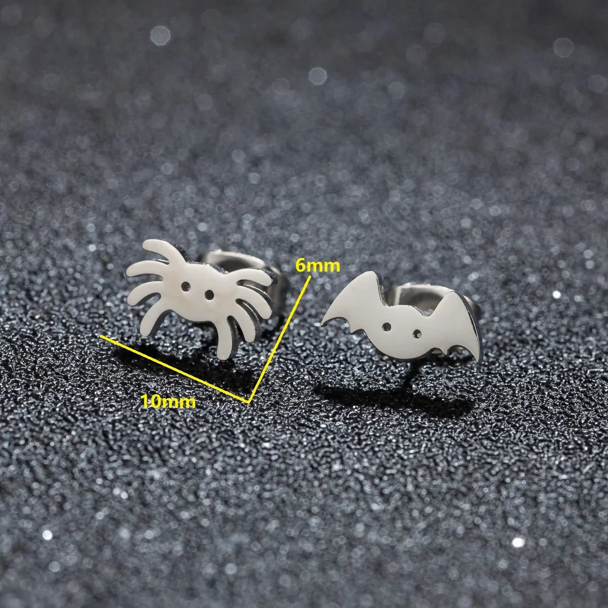 Horror Halloween Bat Spider Trendy Earrings Women 2024 Black Color Stainless Steel Ear Piercing Skull Punk Jewelry Party Gifts