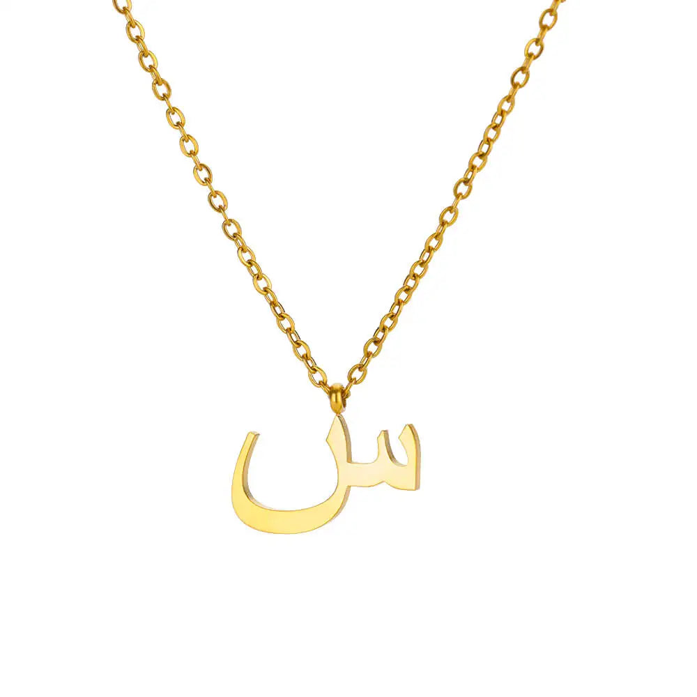 Arabic Letter Name Pendant Necklace For Women Stainless Steel Inital Chain Choker Collar Necklace 2024 Wedding Jewelry bijoux