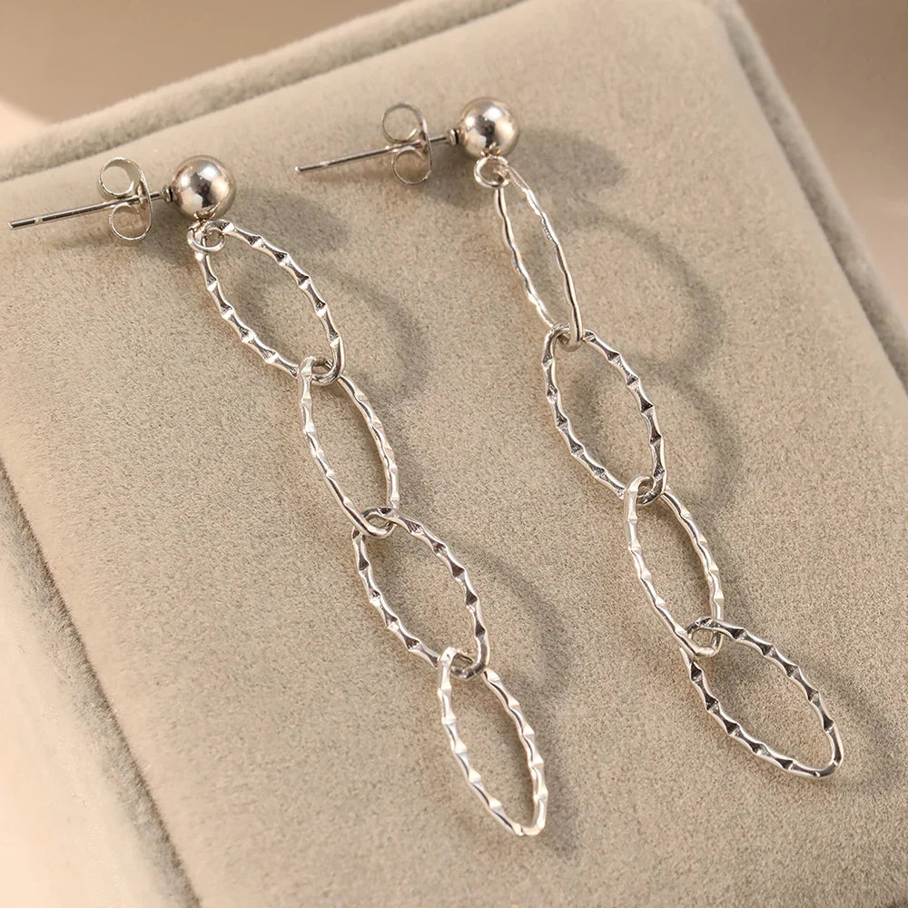 Stainless Steel Earrings Personality Irregular circle Long Fashion Simplicity High-end Sense Dangle Earrings For Women Jewelry