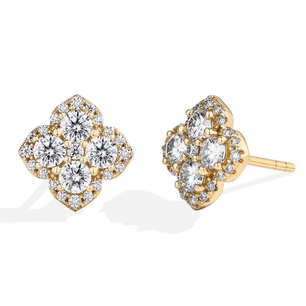 MINTYBOX S925 Silver D/VVS1 Moissanite Stud Earrings for Women Clover Lab Diamond Earring 1.054ctw Luxury Wedding Fine Jewelry