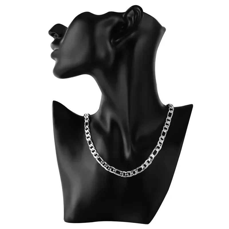 Solid 925 Sterling Silver Necklace For Men Classic 12mm Cuban Chain 18-30 Inch Charm High Quality Fashion Jewelry Wedding