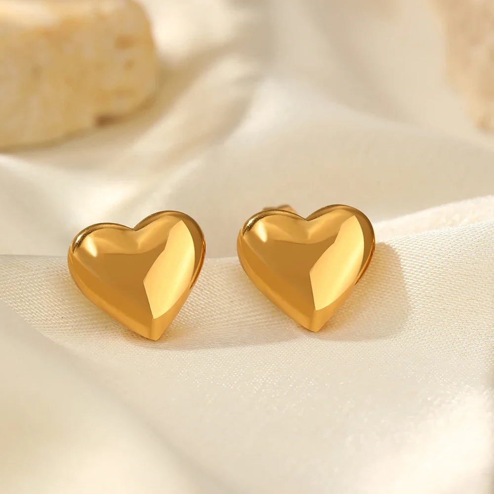 Stainless Steel Earrings Cubic Peach Heart Stud High-end Sense Ornate Earring For Women Jewelry Banquet  Anniversary Gifts New