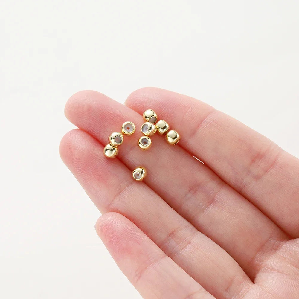 10pcs/lot 14K 18K Real Gold Plated Adjustable Bead With Resine Stopper Spacer Beads Charm Possitioning Beads For Jewelry Finding