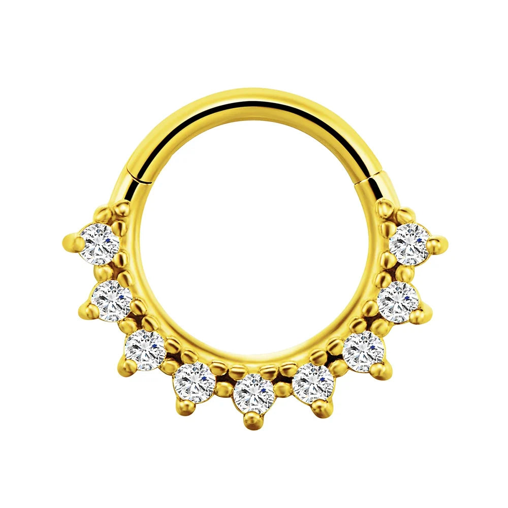 Flowers Nose Ring Septum 100% 316L Surgical Steel Zircon Clicker Daith Piercing Ear Cartilage Helix Hoop Flowers Water Drops