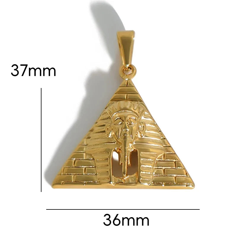 18k Gold Plated 316l Stainless Steel Vintage Pyramid Pharaoh Pistol Barbell Pendant Charm - Unisex Trendy Jewelry