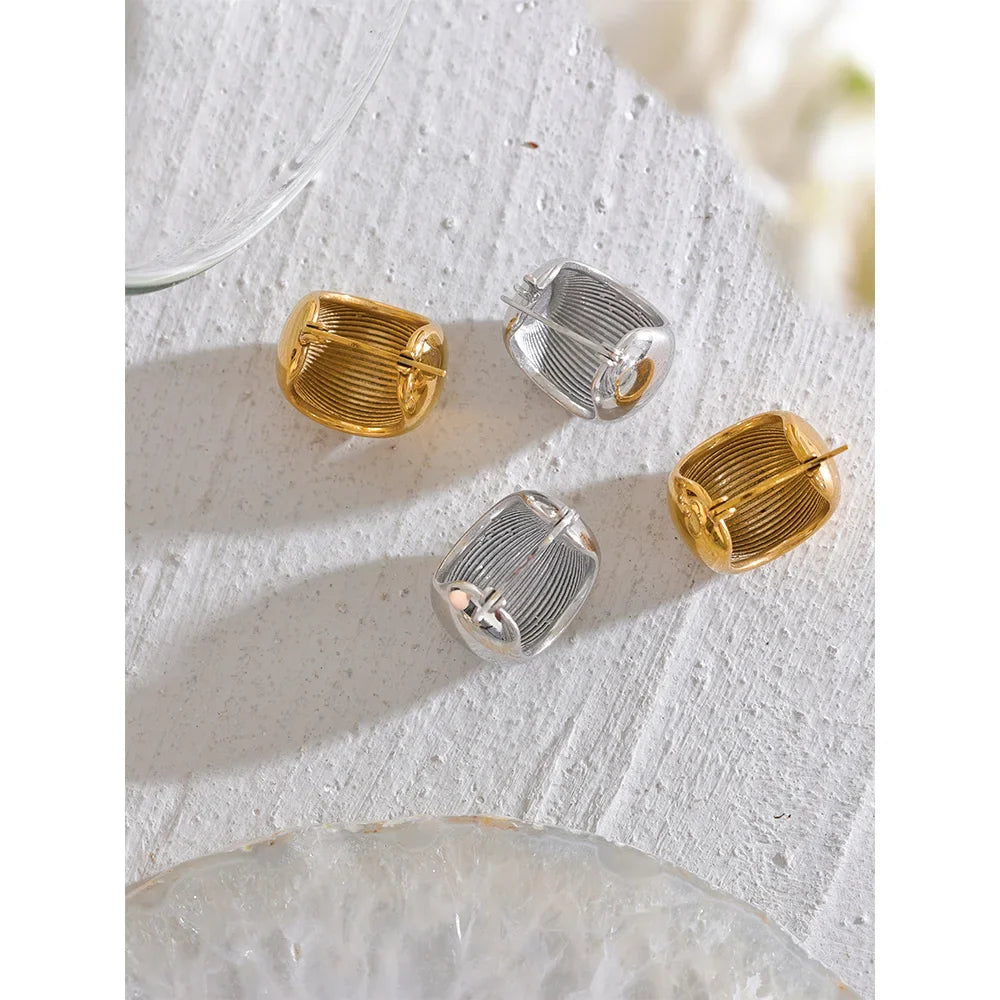 Yhpup Charm Stainless Steel Chunky Geometric Unusual Earrings Personalized Metal Rust Proof 18K Gold Color Jewelry Bijoux Femme