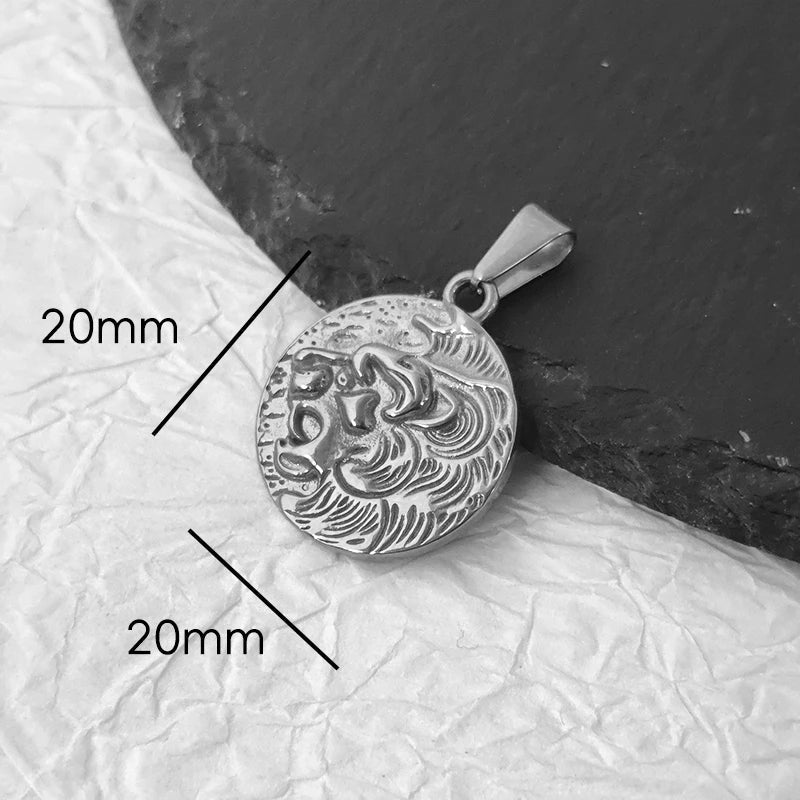 Stainless Steel Vintage Round Portrait Coin St. Michael Compass Pendants Charm For Women Necklace Making Diy Jewelry