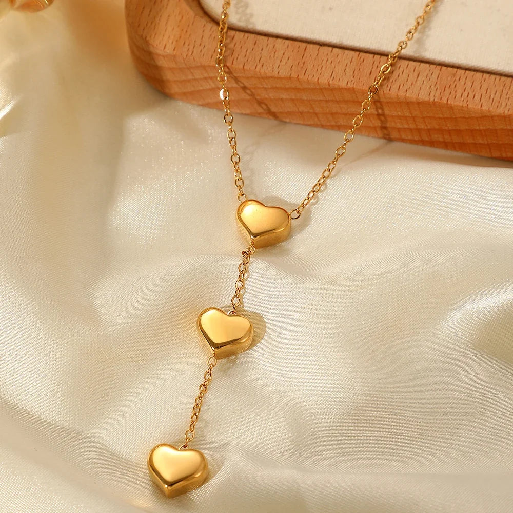 Stainless Steel Necklaces Small Fresh Fringe Peach Heart Pendant Necklace For Women Jewelry Valentine's Day Anniversary Gift New