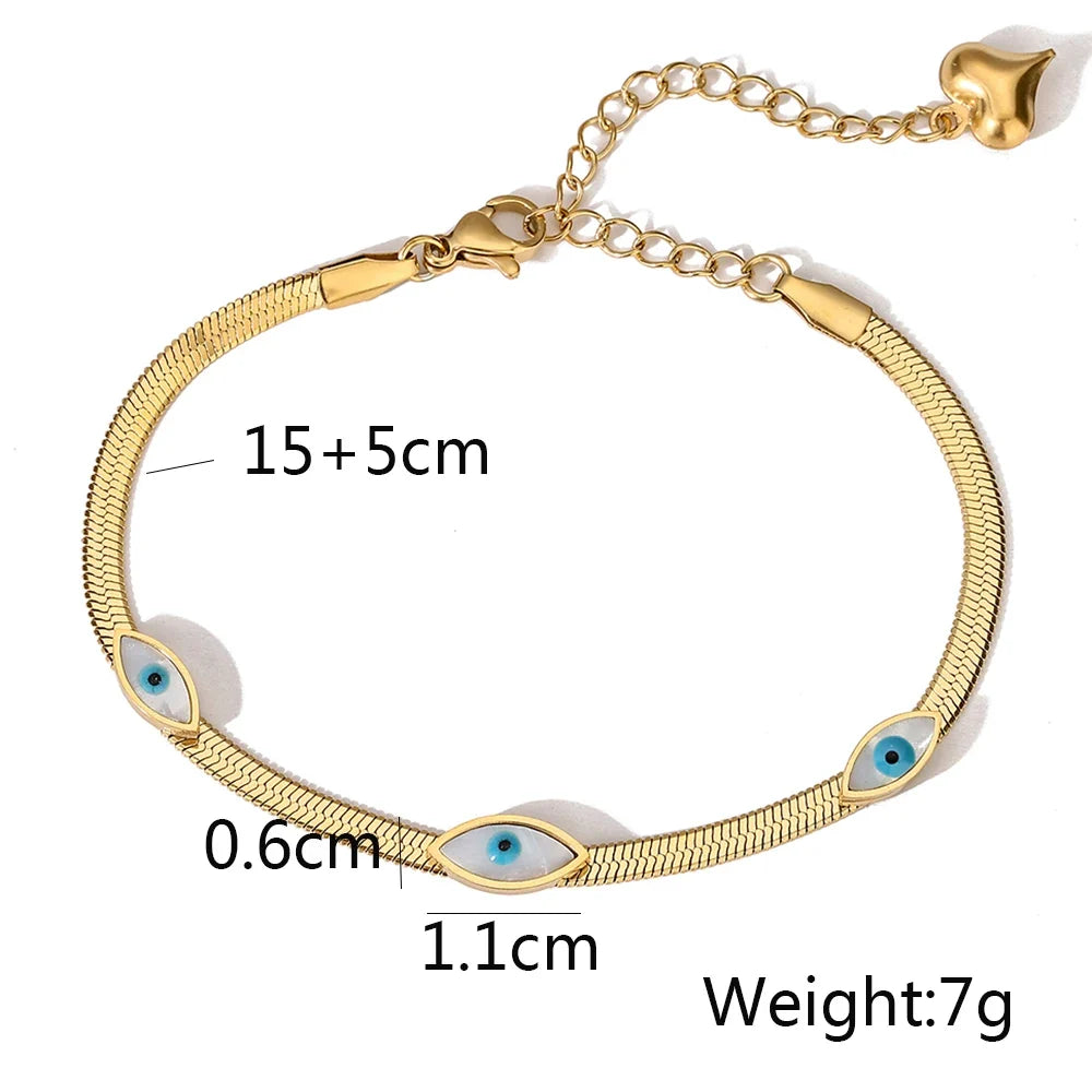 NEWBUY High Quality Non-Fading 316L Stainless Steel Jewelry Gold/Silver Color Evil Eye Choker Chain Bracelet For Women Girl Gift