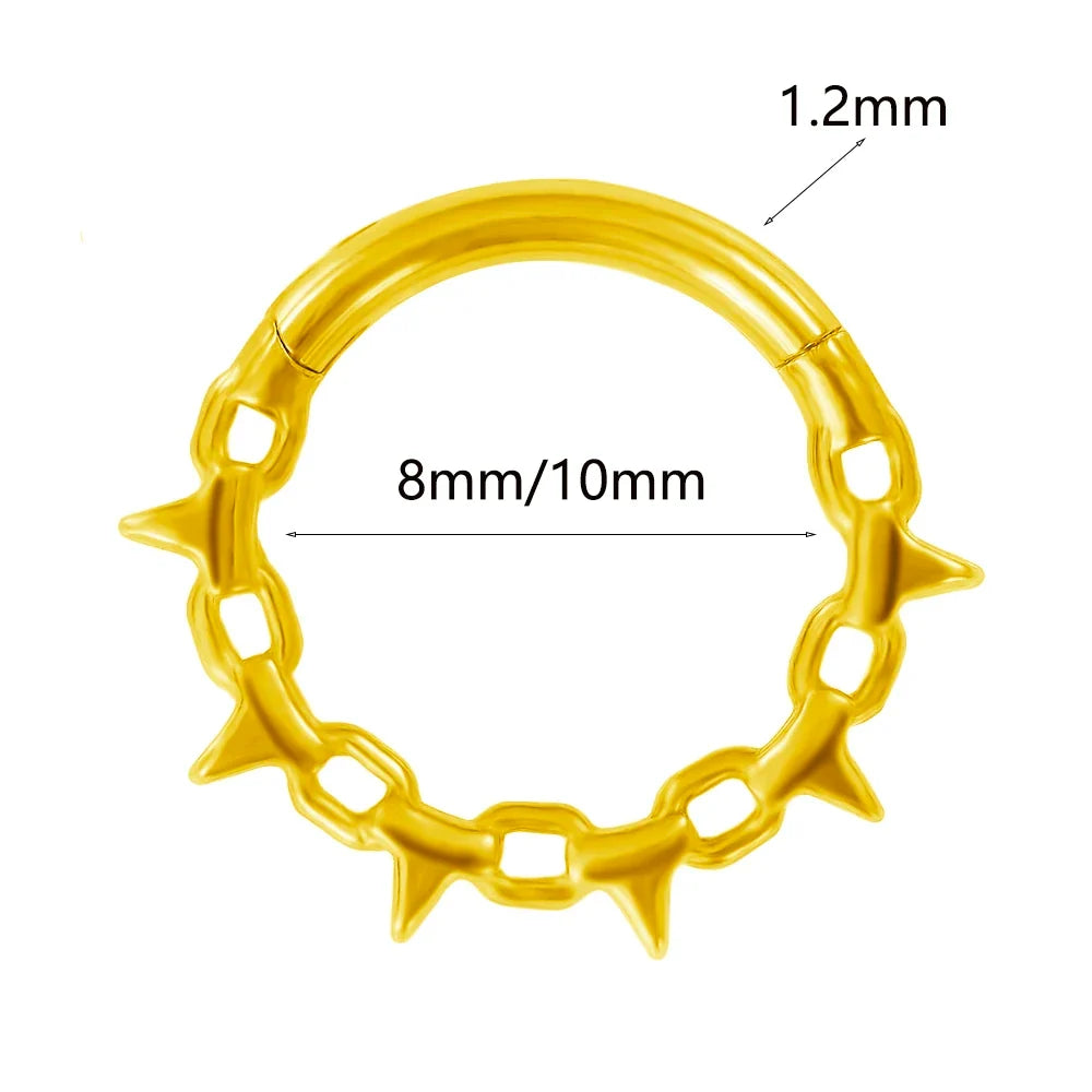 16G Vine Septum Nose Ring Piercing Hinged Clicker 316L Stainless Steel Daith Clicker Helix Cartilage Earring Chain BodyJewelry