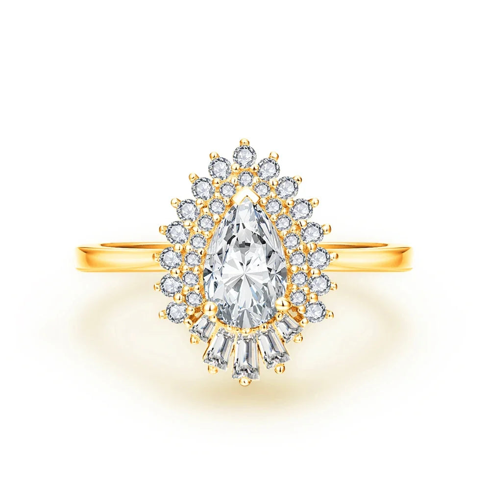 MINTYBOX Pear Shape S925 Silver D VVS1 Moissanite Diamond Rings For Women 18K GOLD Plated Engagement Fine Jewelry Certificated