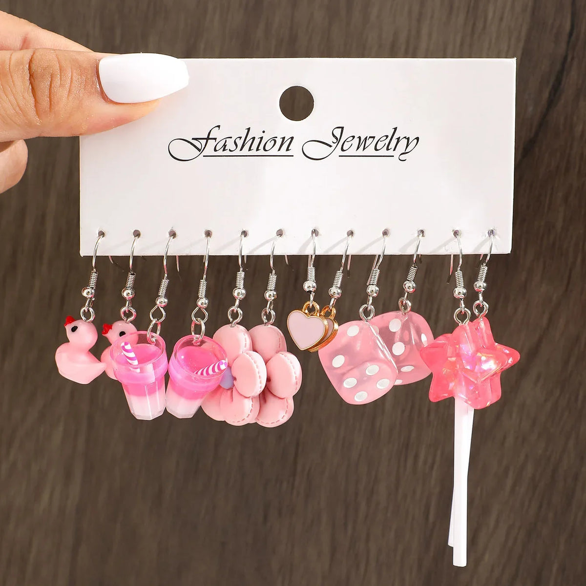 New Fashion Cute Cartoon Pink Earring Set Colorful Dopamine Acrylic Earrings for women Girls New Trendy Jewelry Accessories Gift