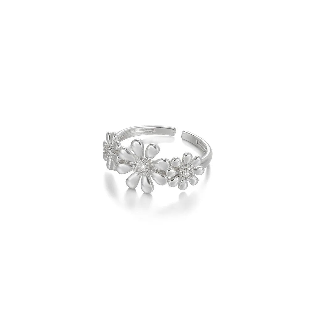 Stainless Steel Exaggerated Big Flower Rings For Women Gold Color Sunflower Finger Ring Female Fashion Aesthetic Jewelry Gift