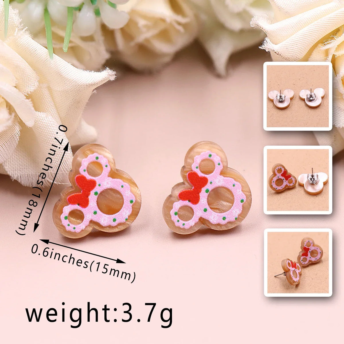Custom Santa Hats Tree Mouse Head Turkey Glitter Acrylic Christmas Stud Earrings Stainless Steel Jewelry Wholesale