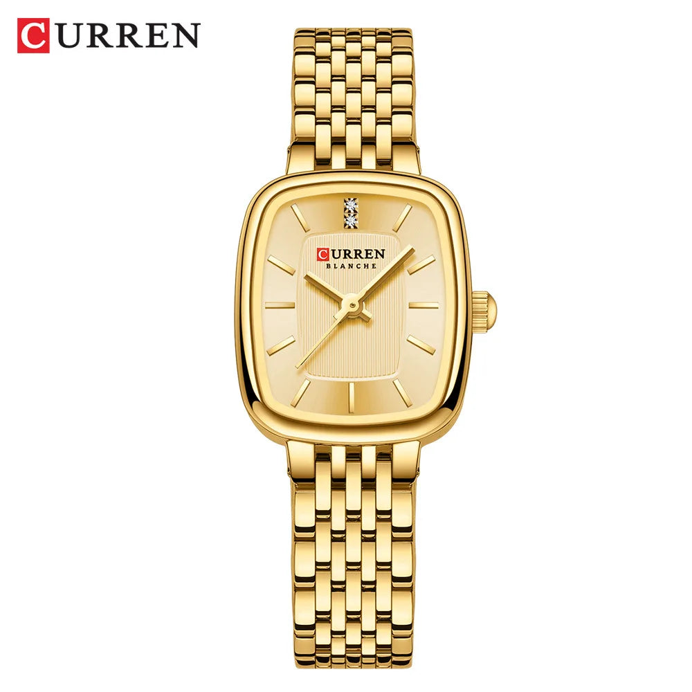 CURREN 9093 Fashion Quartz Women's Watch Elegant Square Dial Gold Stainless Steel Strap Casual Waterproof Watch relojes de mujer