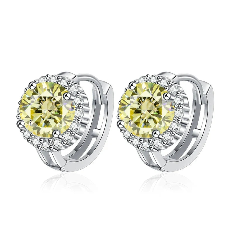 NeeTim 0.5ct 1ct Pink Moissanite Earrings Women S925 Silver Black Blue Green Grey Rainbow Lab Diamond Wedding Studs Earring