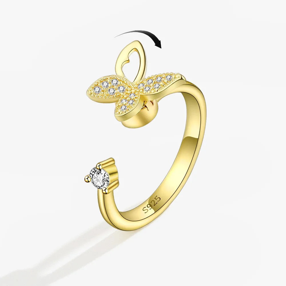 Rotating Anxiety Knuckle Ring For Women Spinner Fidgets Cute Animal Butterfly Flower Anti Stress Ring Party Jewelry Gifts Anillo