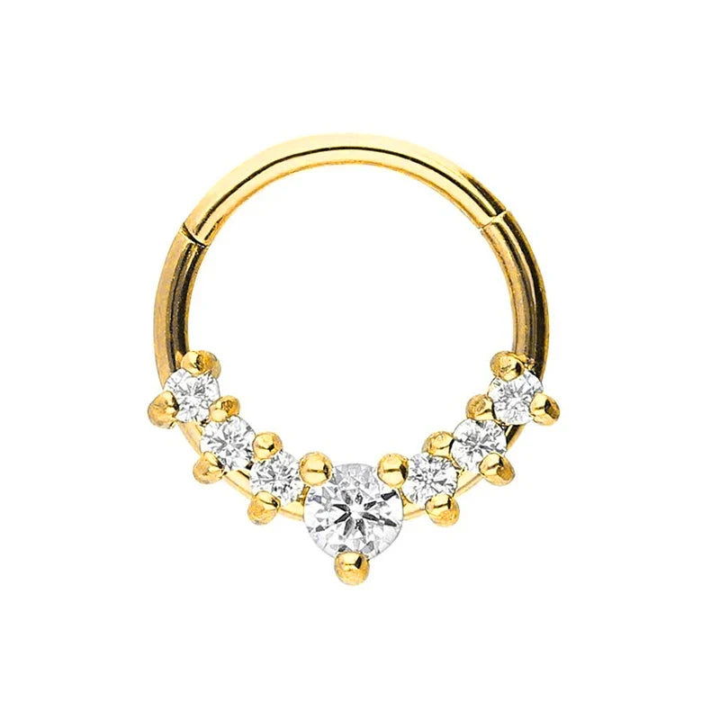 Flowers Nose Ring Septum 100% 316L Surgical Steel Zircon Clicker Daith Piercing Ear Cartilage Helix Hoop Flowers Water Drops