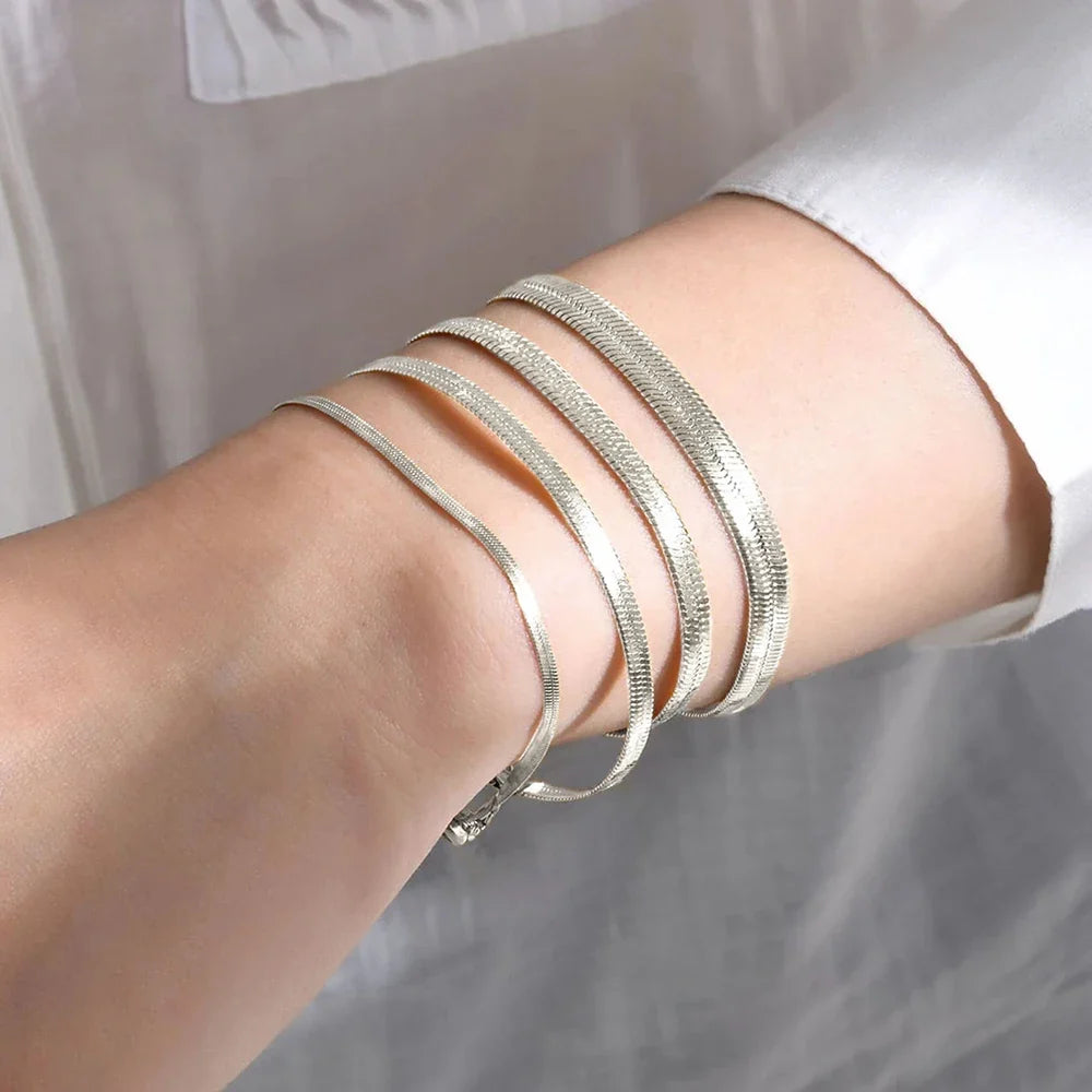 COLALA Simple Boutique Jewelry Stainless Steel Flat Snake Chain Bracelet Adjustable Women's Accessories Wholesale No Color Fadin