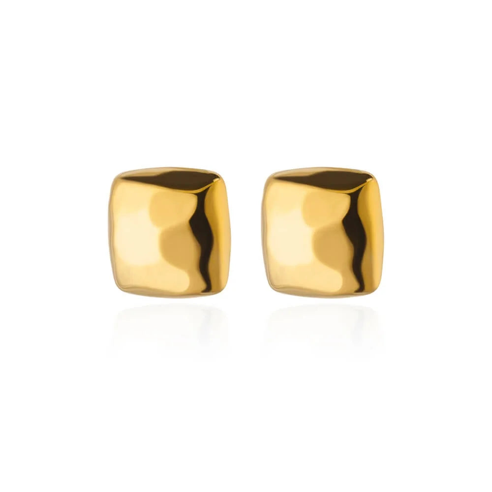Temperament Square Texture Earring For Women Stainless Steel Gold Color Personality Trend Stud Earring Fashion Jewelry Exquisite