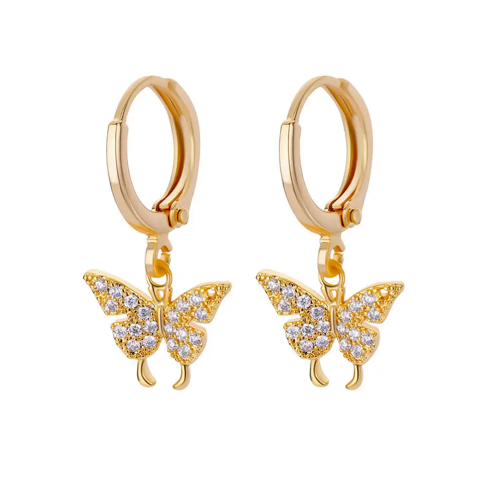 Zircon Butterfly Pendientes Earrings for Women Stainless Steel Gold Color Piercing Earring Girl y2k Jewelry aretes bijoux mujer