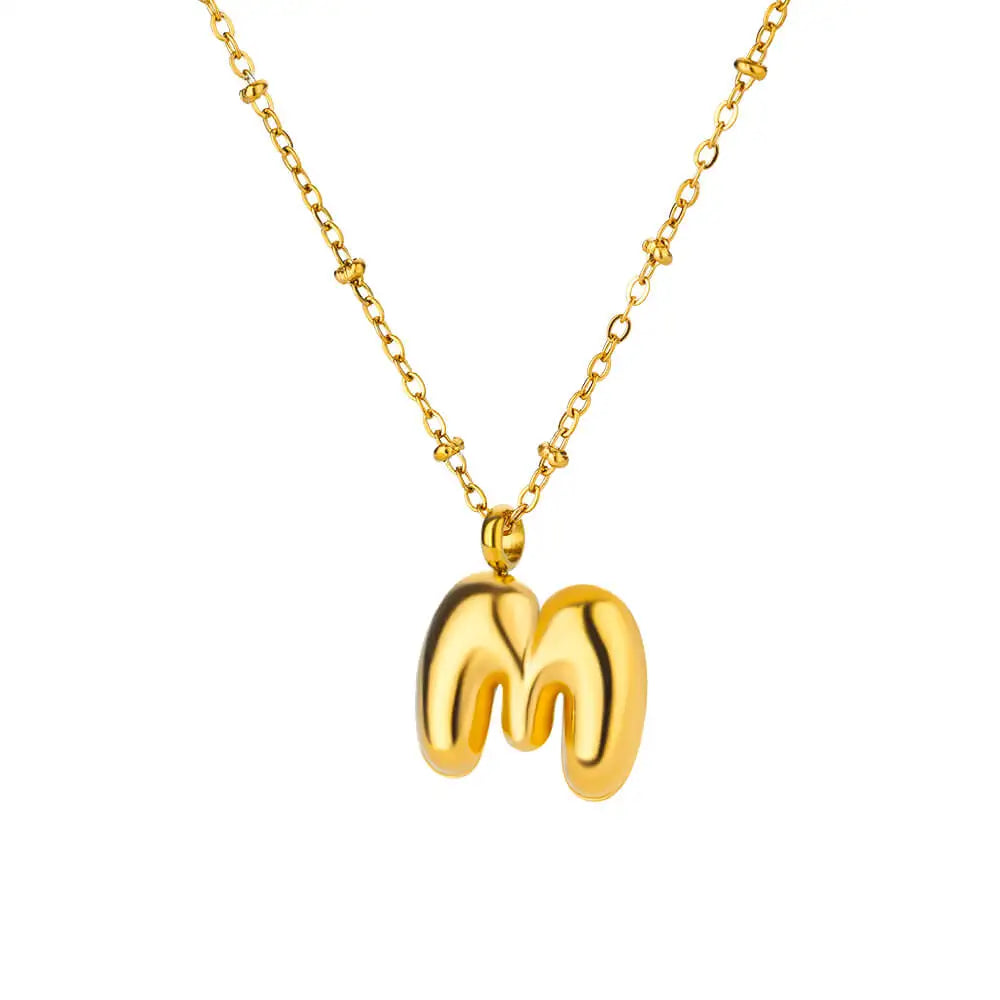 Vintage Initial Letter Necklaces For Women Stainless Steel Chain Collar Pendant Necklace 2024 New Wedding Couple Jewelry Gift