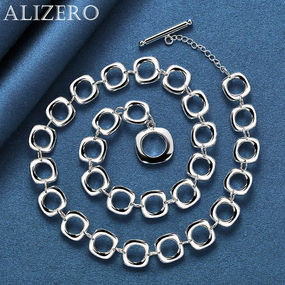 ALIZERO 925 Sterling Silver Necklace 20 inch Squares Chain Necklaces For Women Men Fashion Wedding Party Jewelry Gifts