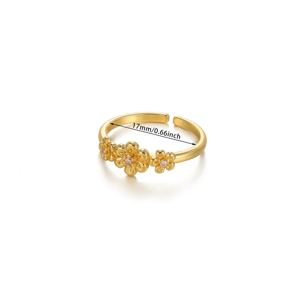 Stainless Steel Exaggerated Big Flower Rings For Women Gold Color Sunflower Finger Ring Female Fashion Aesthetic Jewelry Gift