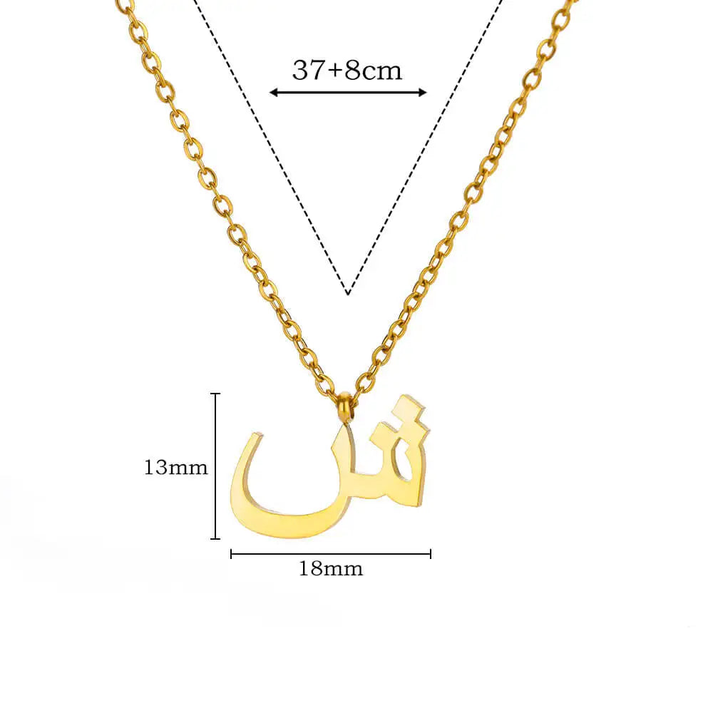 Arabic Letter Name Pendant Necklace For Women Stainless Steel Inital Chain Choker Collar Necklace 2024 Wedding Jewelry bijoux