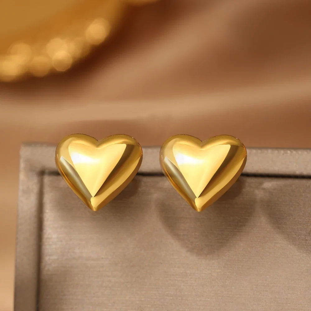 Stainless Steel Earrings Cubic Peach Heart Stud High-end Sense Ornate Earring For Women Jewelry Banquet  Anniversary Gifts New