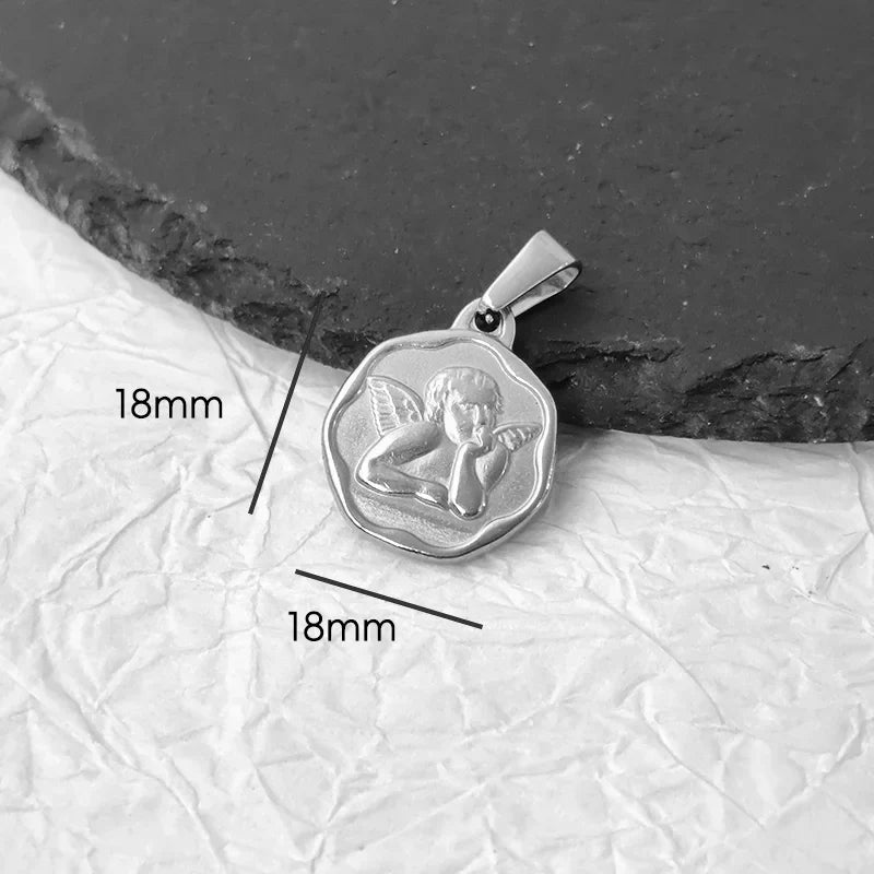 Tarnish Free Pendant Angel Cross Heart Diy Stainless Steel Gold Plated Vintage Charm for Women Necklace Jewelry Making