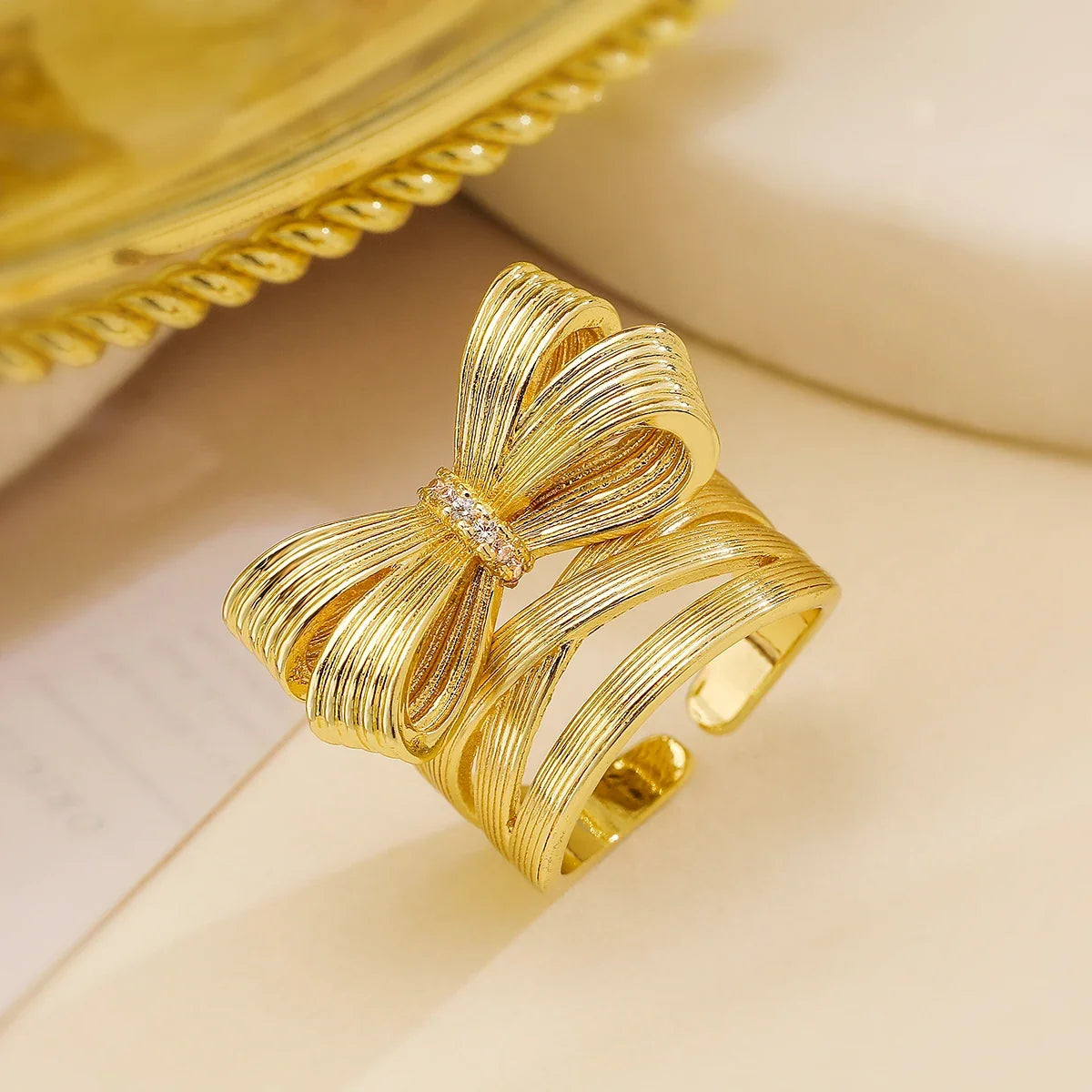 NEWBUY Trendy Gold Color Copper Geometric Jewelry Luxury AAA Cubic Zirconia Wedding Ring For Elegant Women Engagement Gift
