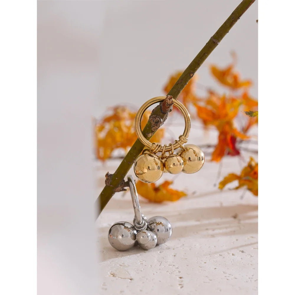 Yhpup 6789# Stainless Steel Beads Ball Handmade Ring Rust Proof 18K PVD Plated Personalized Trendy Charm Finger Jewelry 2025