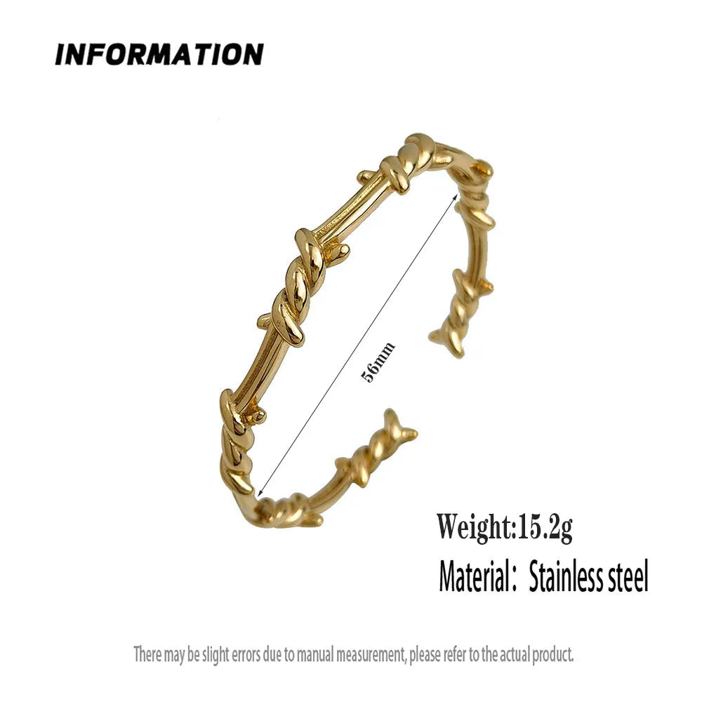 New style wire wrapped thorn stainless steel gold plated 18K bracelet, high quality waterproof silver jewelry, couple gift