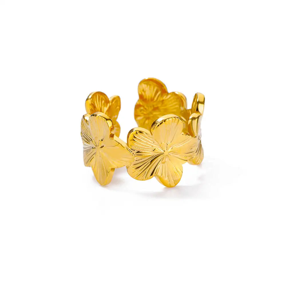 Stainless Steel Exaggerated Big Flower Rings For Women Gold Color Sunflower Finger Ring Female Fashion Aesthetic Jewelry Gift