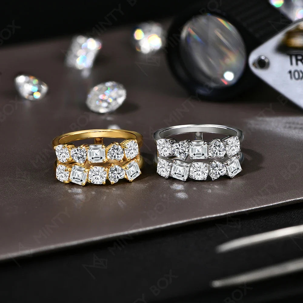 MINTYBOX 3.5ct Moissanite Wedding Band Ring with Lab Diamond S925 Sterling Silver Engagement Rings For Women Fine Jewelry Gift