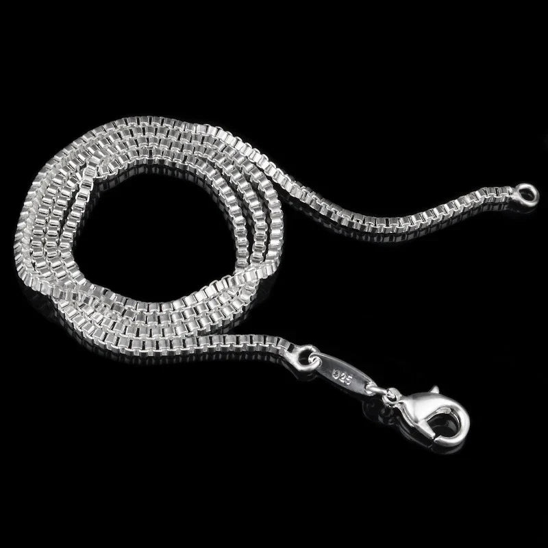 Aravant 925 Silver 2MM Box Chain Necklace Women Wedding Party Jewelry