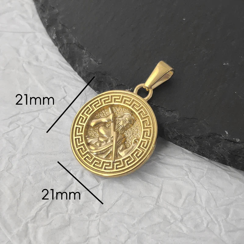 Stainless Steel Vintage Round Portrait Coin St. Michael Compass Pendants Charm For Women Necklace Making Diy Jewelry