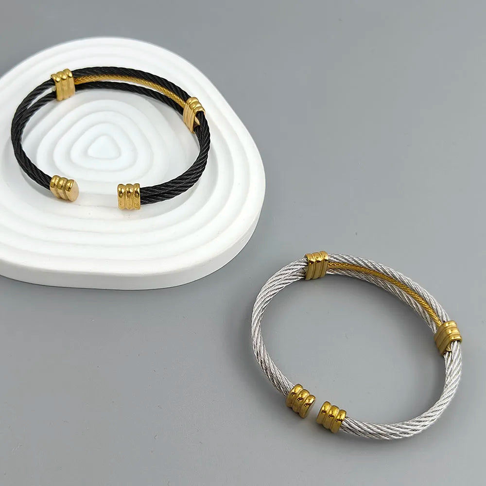 New three-layer steel wire mesh gold-plated stainless steel bracelet 18K, high quality waterproof couple bracelet, wife gift
