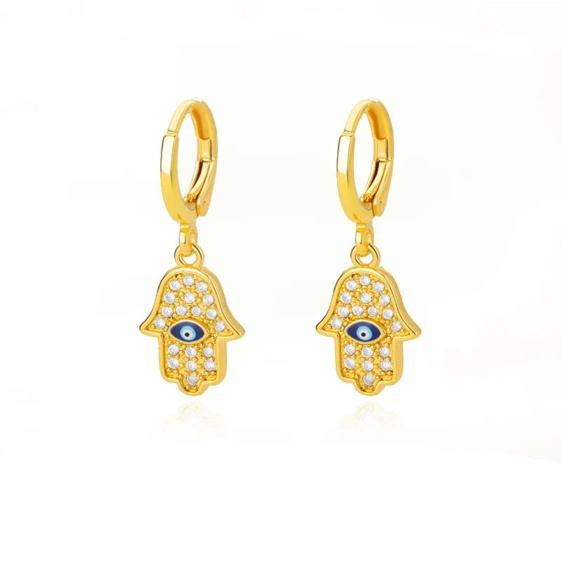 Zircon Evil Eye Earrings For Women Stainless Steel Gold Color Pendientes Piercing Earring Goth 2024 New In Jewelry aretes mujer